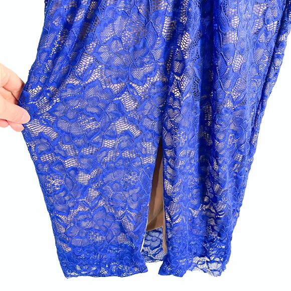 Dress the Population Kendra Blue Lace Dress V-Back Bodycon Sheath Women's Sz XS - Picture 10 of 12